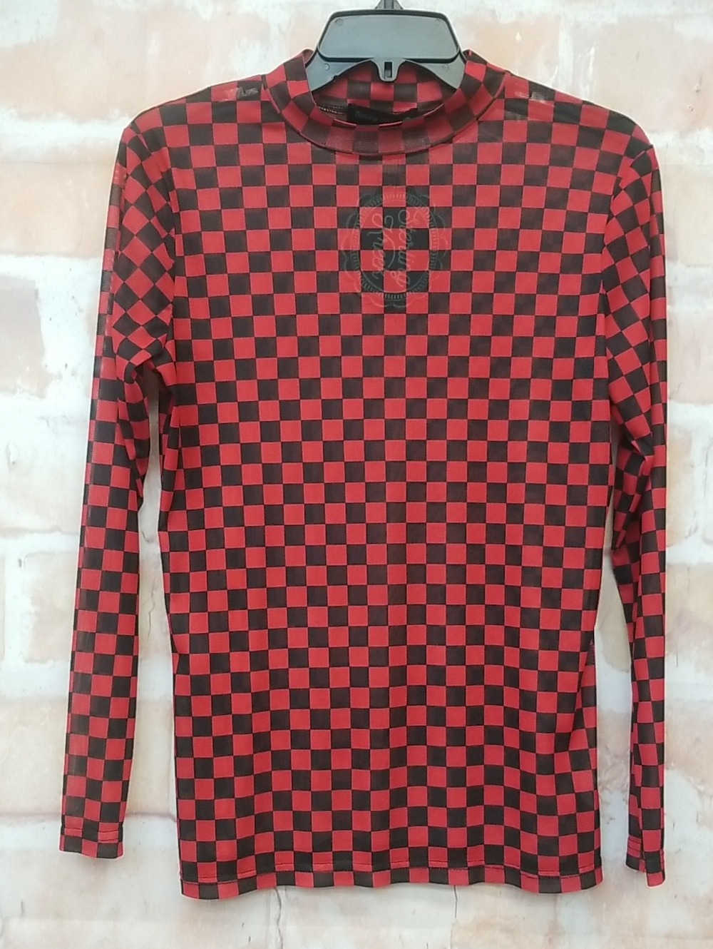 NWT Sterling Kreek Red and Black Checkerboard Long Sleeve Top
